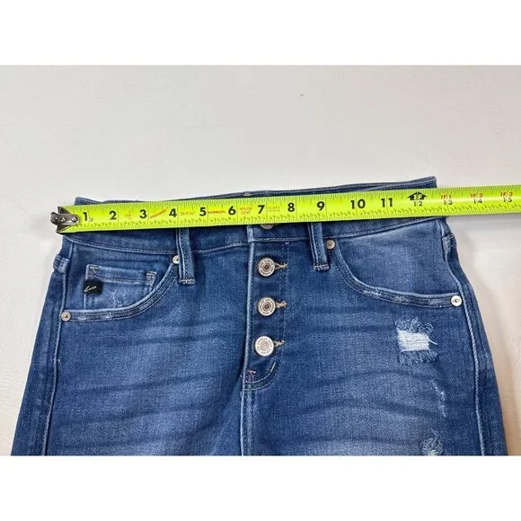 KanCan Women Distressed Denim Shorts Estilo High-Rise Raw stretch Small (LL284) - Picture 5 of 7